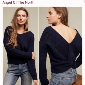 Anthropologie Navy Twist Back Sweater